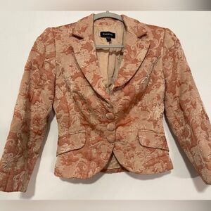 Bebe Women's Blush Pink Cream Brocade Jacket Size 2 Vintage Button Front